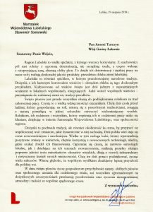 list od Marszałka Województwa Lubelskiego